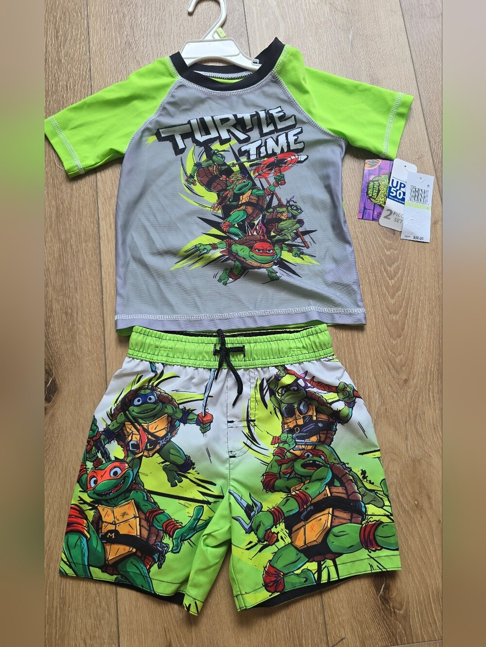 Nwt Teenage Mutant Ninja Turtles  UPF 50+ Pullover Rash Guard And Swim Trunks